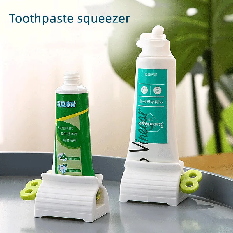 

2pcs Toothpaste Squeezer Rotary Stand Storage Simple Operation Easy Installation Bathroom Accessories