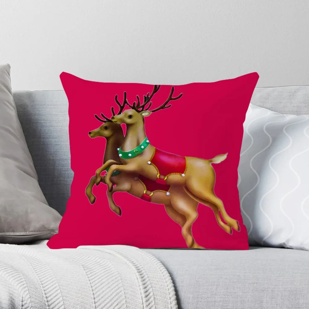

Наволочка CLOOCL с принтом оленей Санта-Клауса, наволочка для домашнего дивана, автомобильный декор, модная красная наволочка