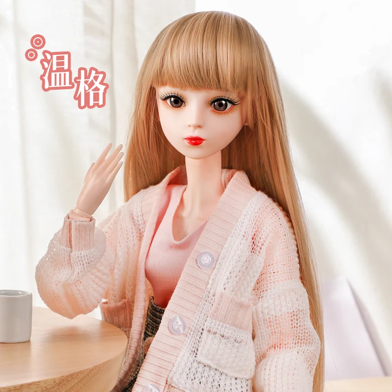 

60CM Fashion Doll 1/3 BJD Full Set with Beautiful Clothes Moveable Joint Changable Wig Girl Toys Kids Gift Doll