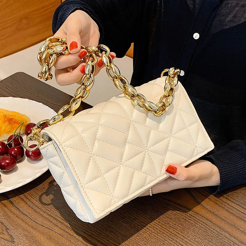 

Дизайнерские сумки на толстой цепочке из искусственной кожи, маленькие летние дамские сумочки на плечо с клапаном для подмышек