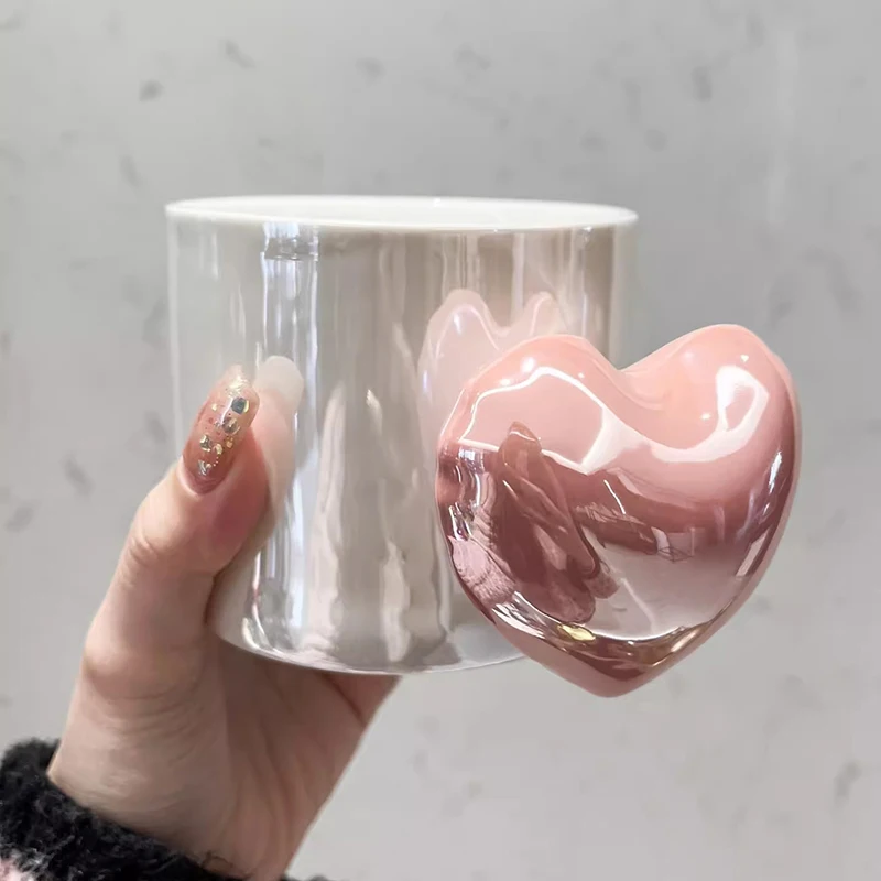 Кофейная чашка с милыми сердечками керамическая кружка роскошные эстетические