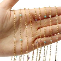 fashion gold color stainless steel chain crystal amazonite diy simple ladies necklace bracelets anklets wholesale accessories 1m