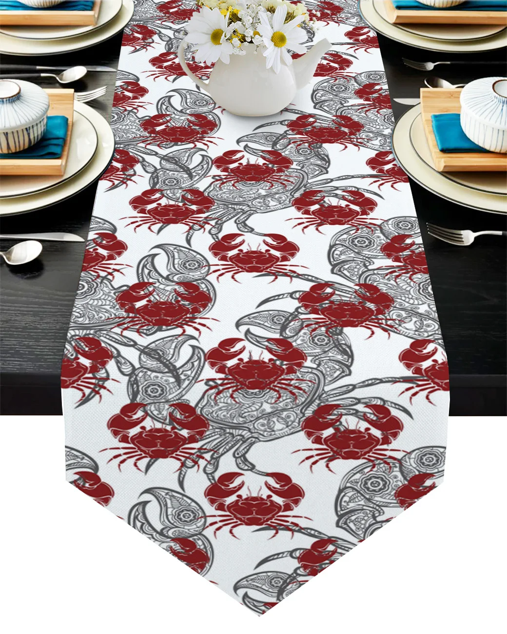 

Crab Gourmet Illustration Coffee Table Decor Tablecloth Wedding Decoration Dinning Table Decoration Table Runner