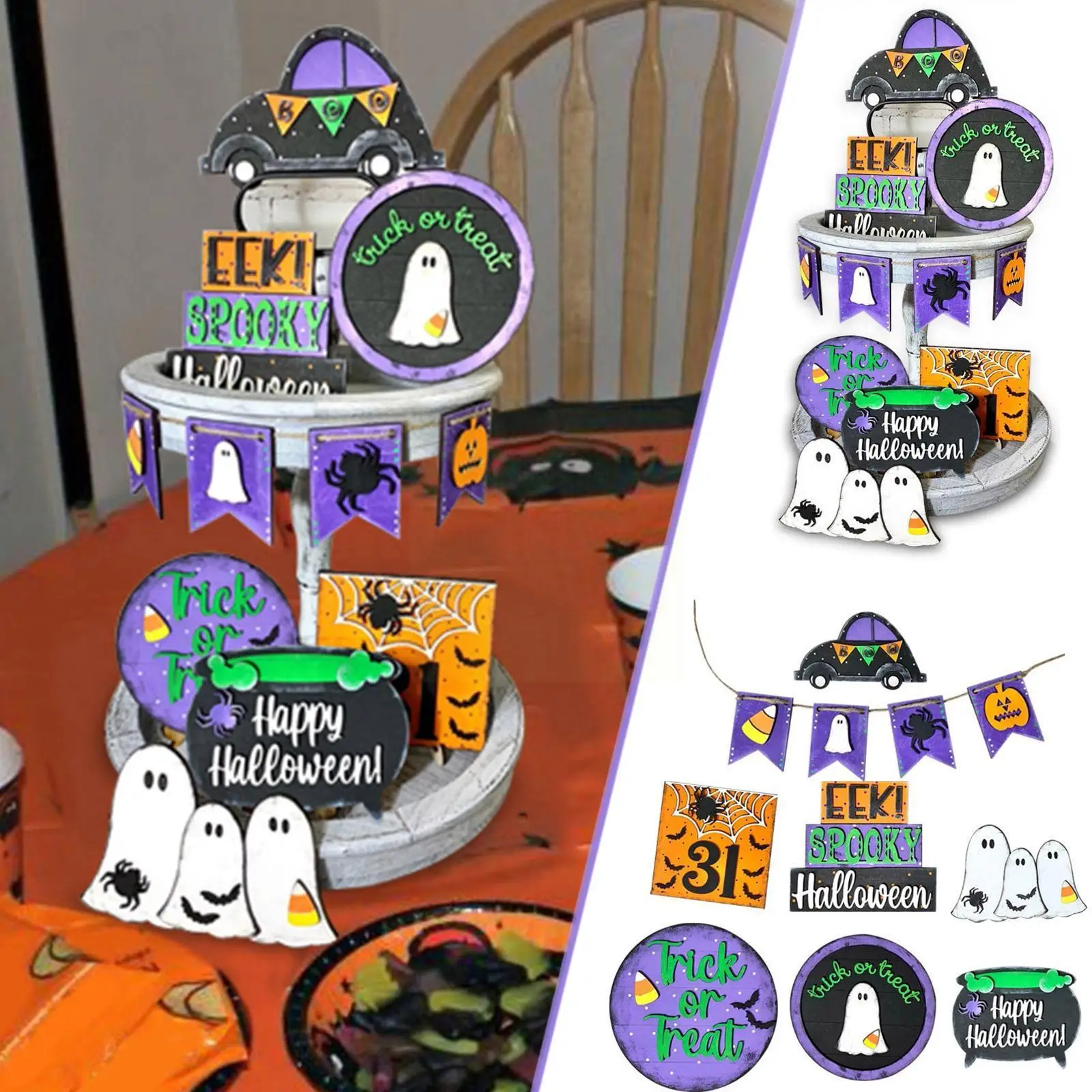 

Декоративный лоток для обуви, многослойный лоток для украшения на Хэллоуин, фермерское хозяйство, украшения на Хэллоуин, товары для ужасов ...