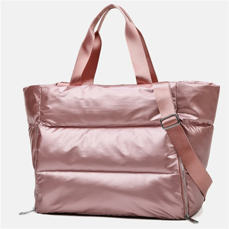 

Winter New Large Capacity Shoulder Bag For Women Waterproof Nylon Bags Space Pad Cotton Feather Down Large Tote Female Handbags