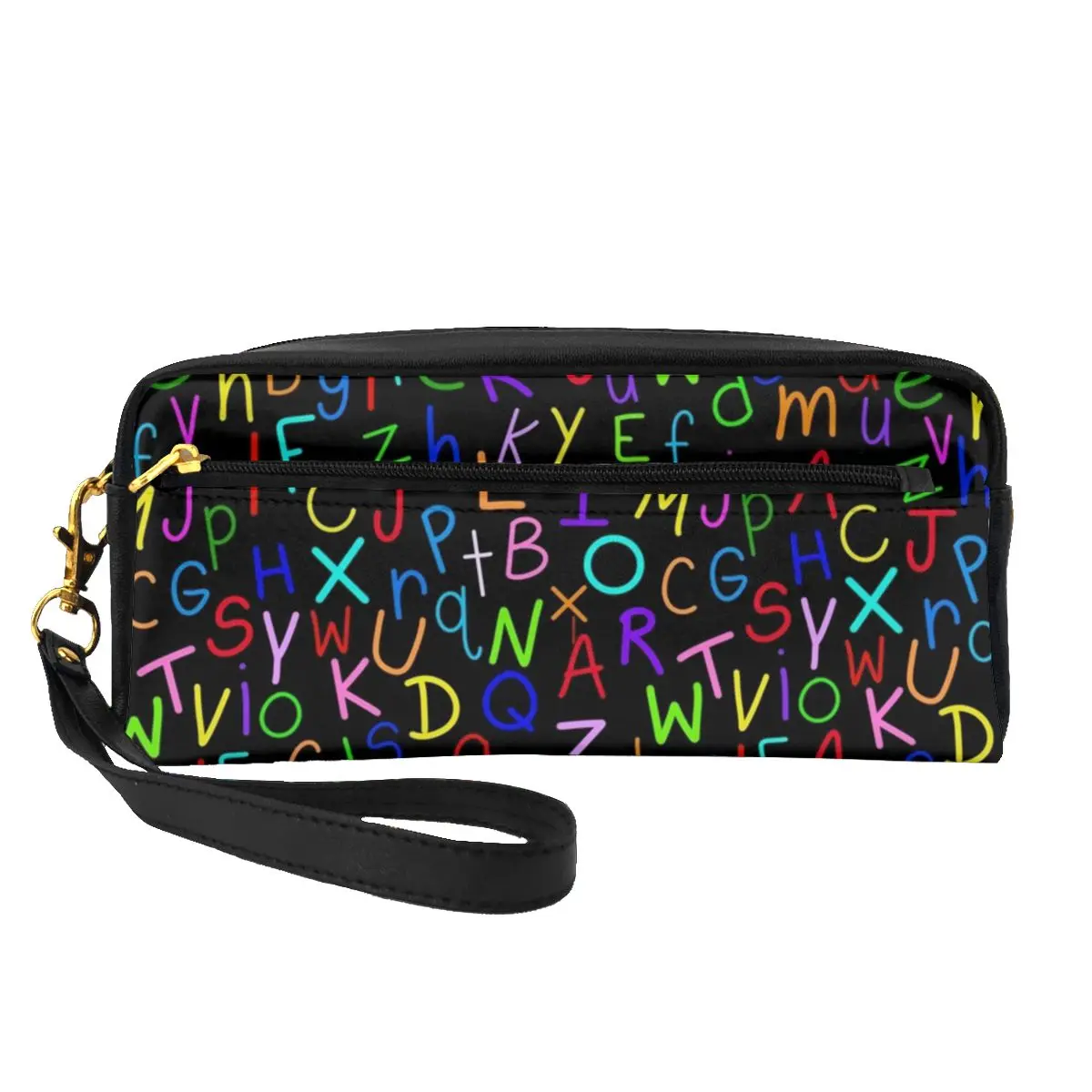 

Colorful Letter Print Zip Storage Organizers Alphabet Soup Organization Bathroom Makeup Bag Women Cosmetic Bags