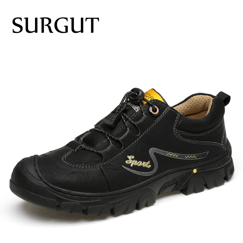 Мужские сплит-кроссовки на шнуровке SURGUT, черные уличные повседневные туфли-оксфорды на плоской подошве для прогулок, Нескользящие мокасины для весны и осени, 2022