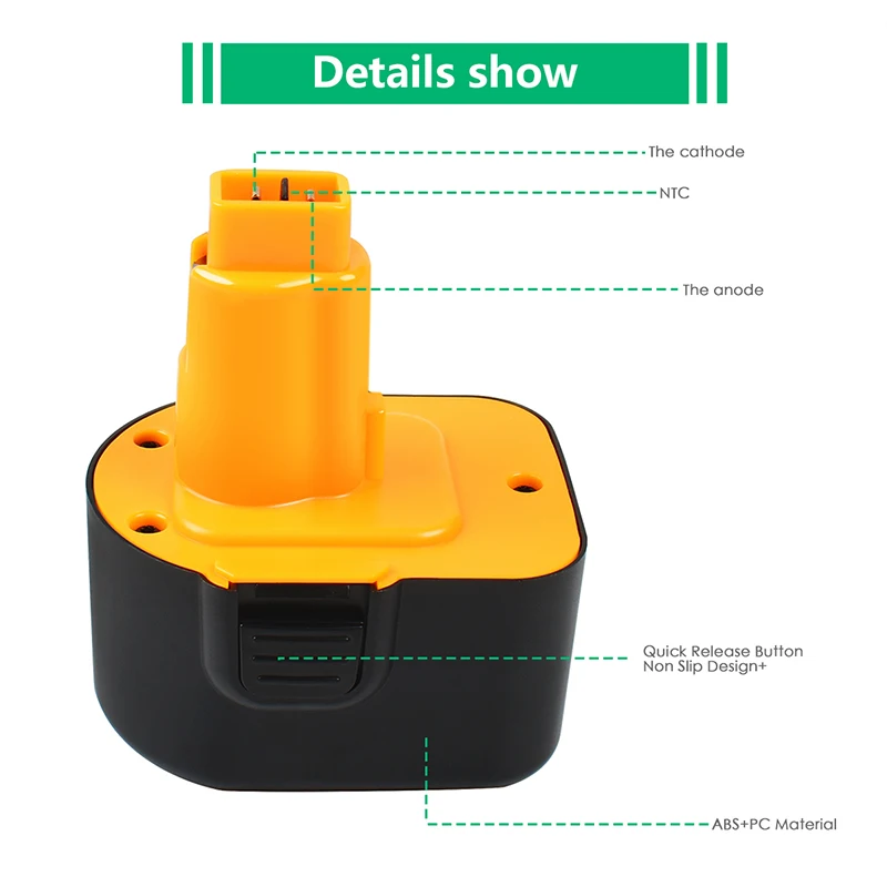 Аккумулятор BATTOOL 3500 мАч DC9071 для Dewalt DW9072 DW9071 DE9037 DE9071 DE9072 DE9074 DE9075 152250-27 |