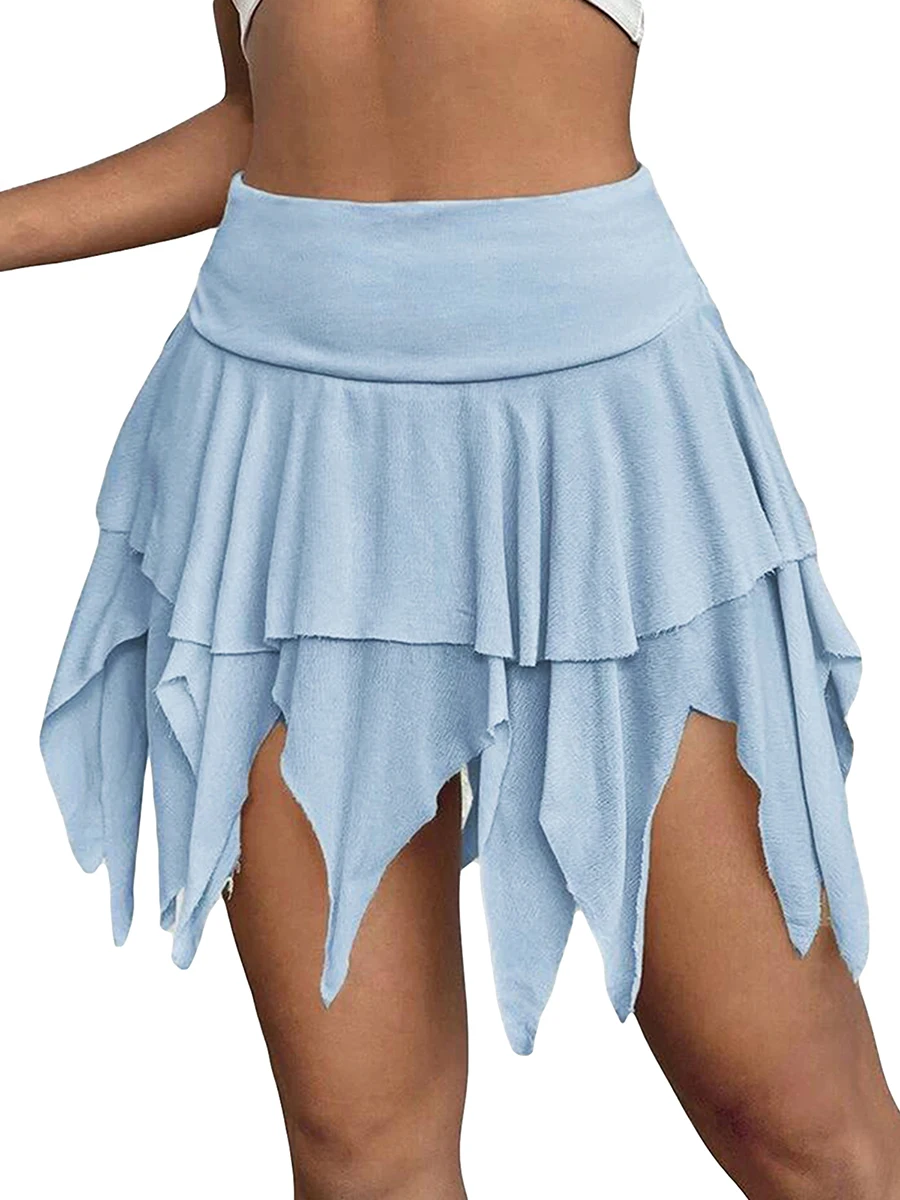

Женская готическая мини-юбка Y2K в стиле панк с кружевной отделкой, мини-юбка с рюшами и оборками, Летняя короткая юбка для девушек