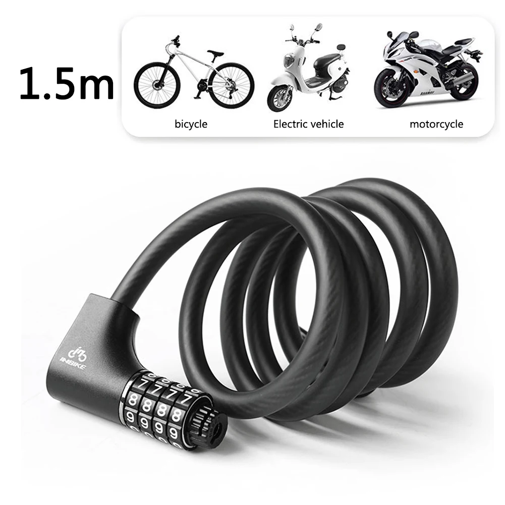 

Password Key Safety Bike Lock Bicycle 4 Digit Code Password Locks Steel Cable Motorcycle MTB Electric Scooter Accessories