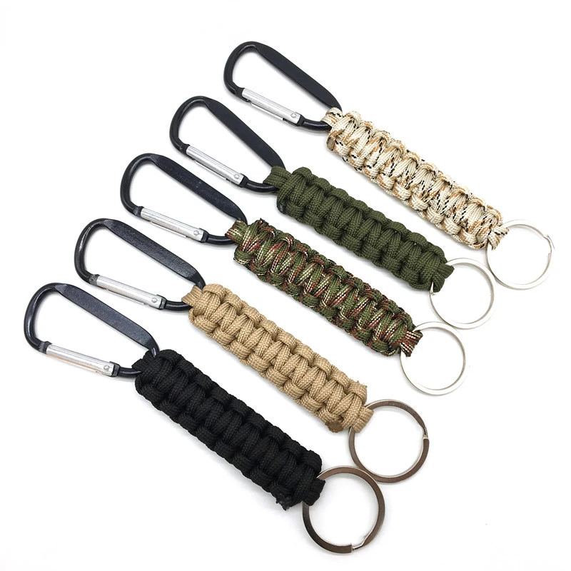 

Keychain Camping Survival Kit Military Paracord Cord Rope Emergency Knot Bottle Opener Key Chain Ring Camping Carabiner EDC Tool