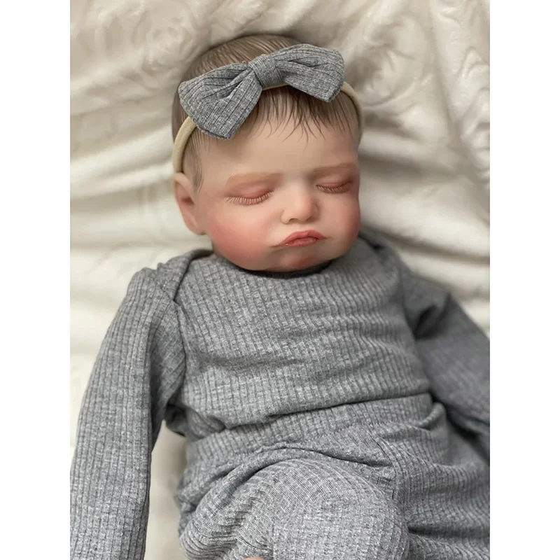 19inch Reborn Bebe Rosalie Newborn Dolls Sleeping Baby Handmade Painted Lifelike 3D Skin with Visible Veins