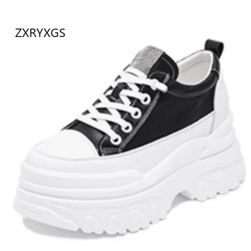 ZXRYXGS/2020 весенние женские кроссовки из натуральной кожи на шнуровке толстая