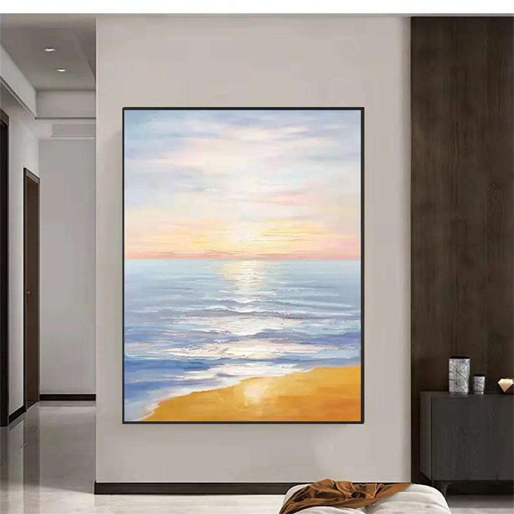 

Пейзаж ручной работы, холст, картина маслом, абстрактный граффити, современная мода, минималистичный дом, Настенная роспись, гостиная, спаль...