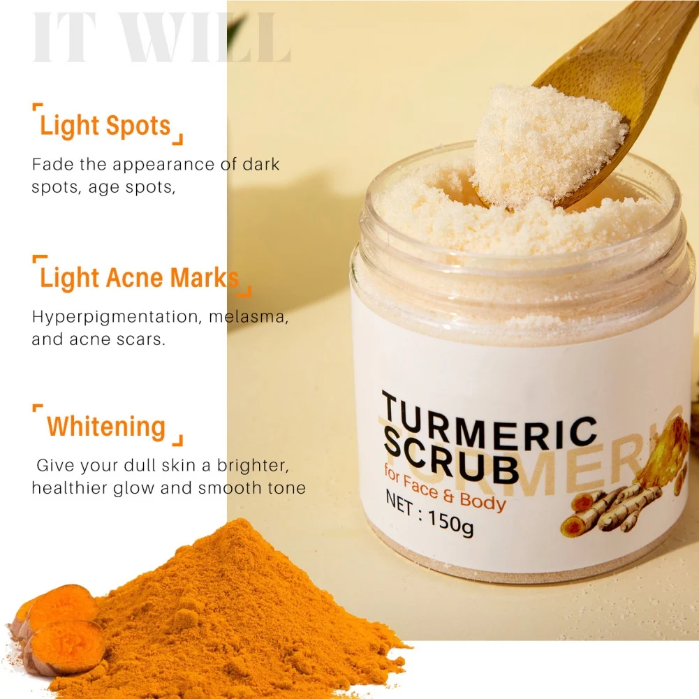 

150g Turmeric Body Face Scrubs Exfoliating Hand Foot Dead Skin Removal Nourish Moisturizing Clean Scar Psoriasis Beauty Healtth