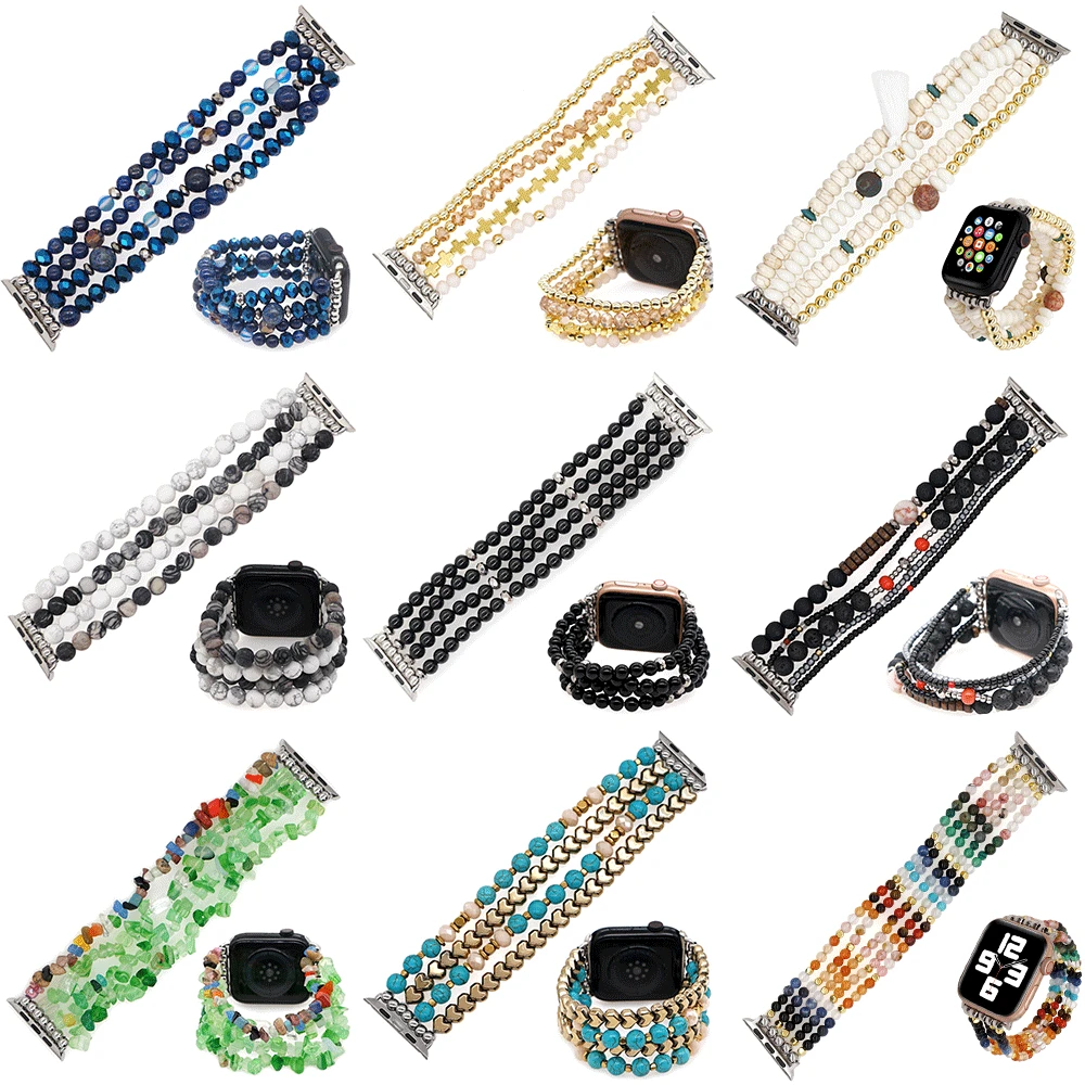 

22 Style Watch Band Bohemian Semi Gem Personalized Beaded Jewelry Suitable for AppleWatch 38-44mm Watch Strap For Sports Watch