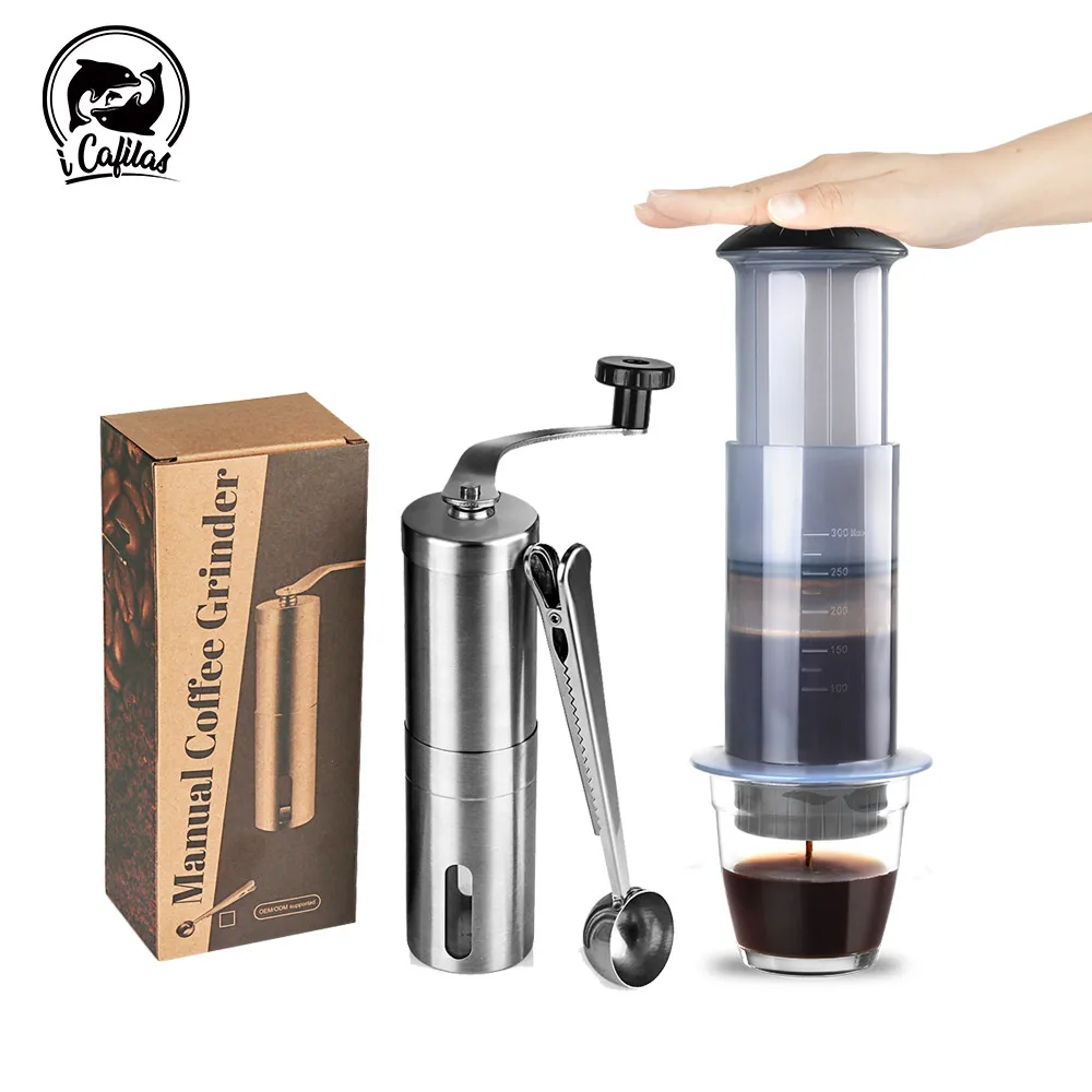 O Coffee Maker Portable Cafe French Press Cafecoffee Pot For Aeropress Machine With Filters Paper Kit With Manual Grinder