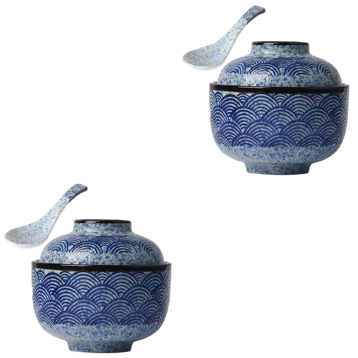 

2 Sets Ceramic Stew Pot Soup Bowl Lid Dessert Bowl Rice Bowl Pho Bowls Japanese Style Miso Soup Bowl Ceramics Japanese Miso Bowl