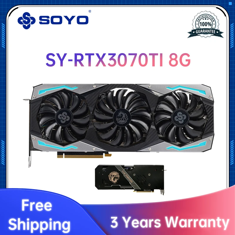 

Видеокарта SOYO GeForce RTX3070 Ti, 8 ГБ, GDDR6X, PCI Express X16 4,0
