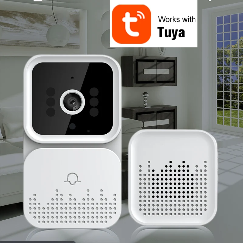 Умный беспроводной Видеозвонок Tuya цифровой визуальный домофон с Wi-Fi дверной