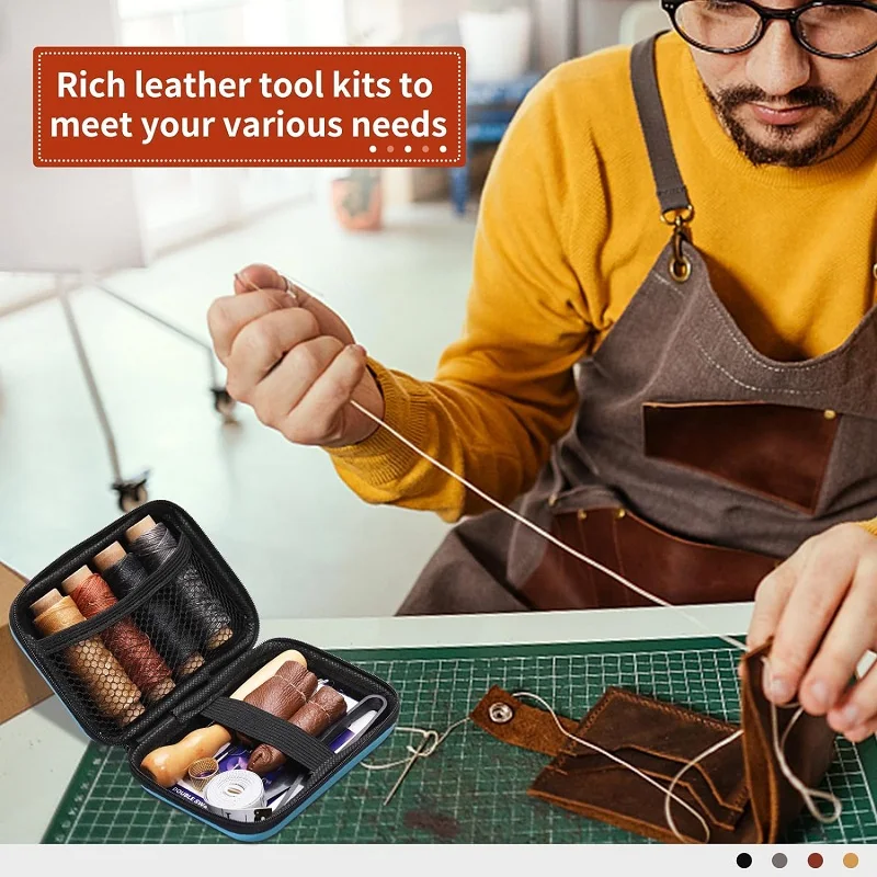 Профессиональный Набор Для Шитья Кожи С Восковыми Нитками И Долотом