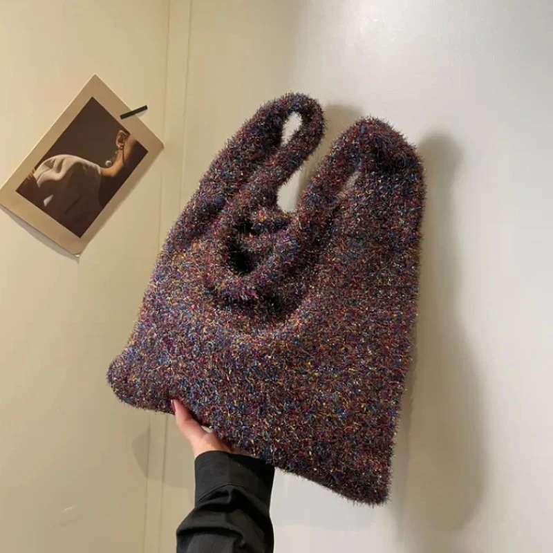 Сплошной цвет бархатная пряжка молодежная женская сумка-тоут хит продаж 2024