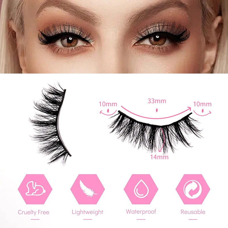 Самоклеящиеся Накладные Ресницы Естественного Вида Женские Многоразовые