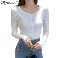cotton long sleeve t shirt womens spring autumn solid tshirt casual wild tops button t shirt new ruffles clothes female 2022