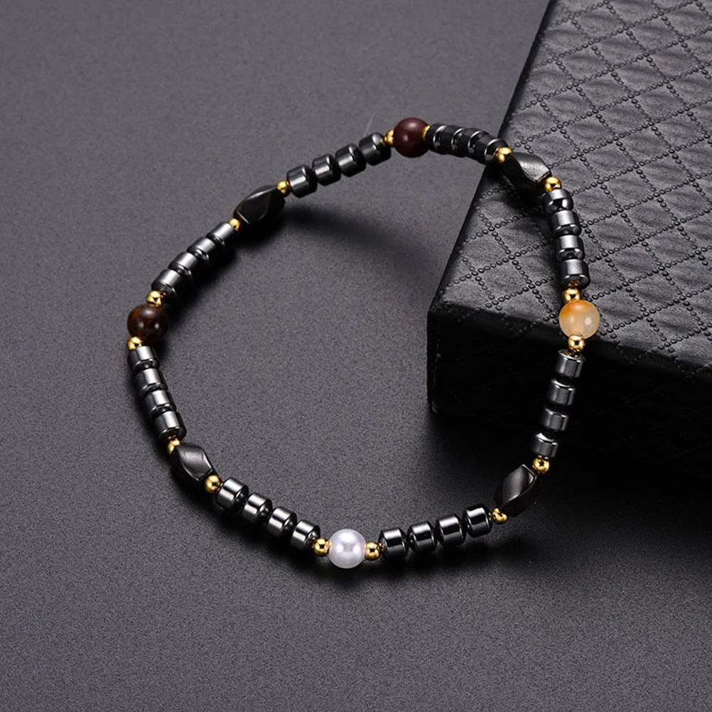 

3 Pcs Black Bracelet Men Geometry Chain Mens Magnetic Bracelet Beading Ankle Chain Beach Bracelets Women Magnetic Anklet Manual
