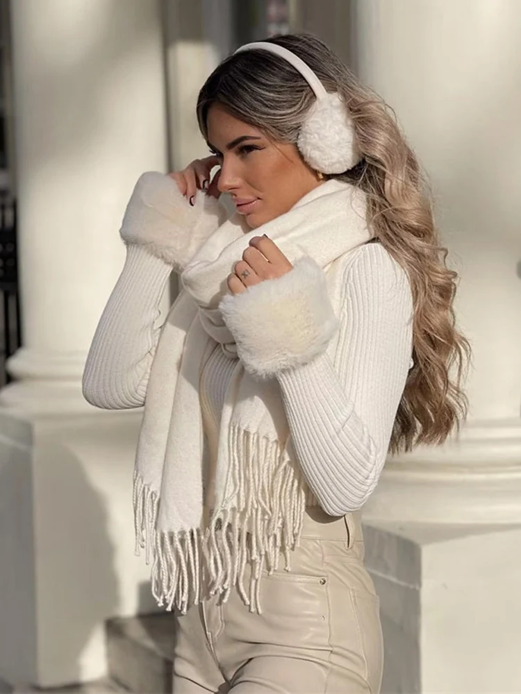 

Faux Fur Women Sweater Winter Tops Long Sleeve Slim Thick Woman Chic Knitted Sweaters Fashion Casual Warm Female Pullover 2022