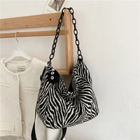 quality fashion canvas bag womens handbag shoulder bags tote zebra pattern zipper high capacity zipper shopper messenger bag