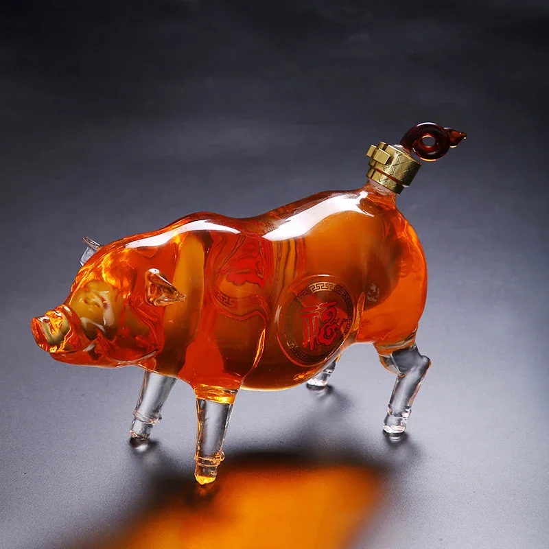 Декантер для виски в форме милой свиньи с китайским знаком зодиака уникальный
