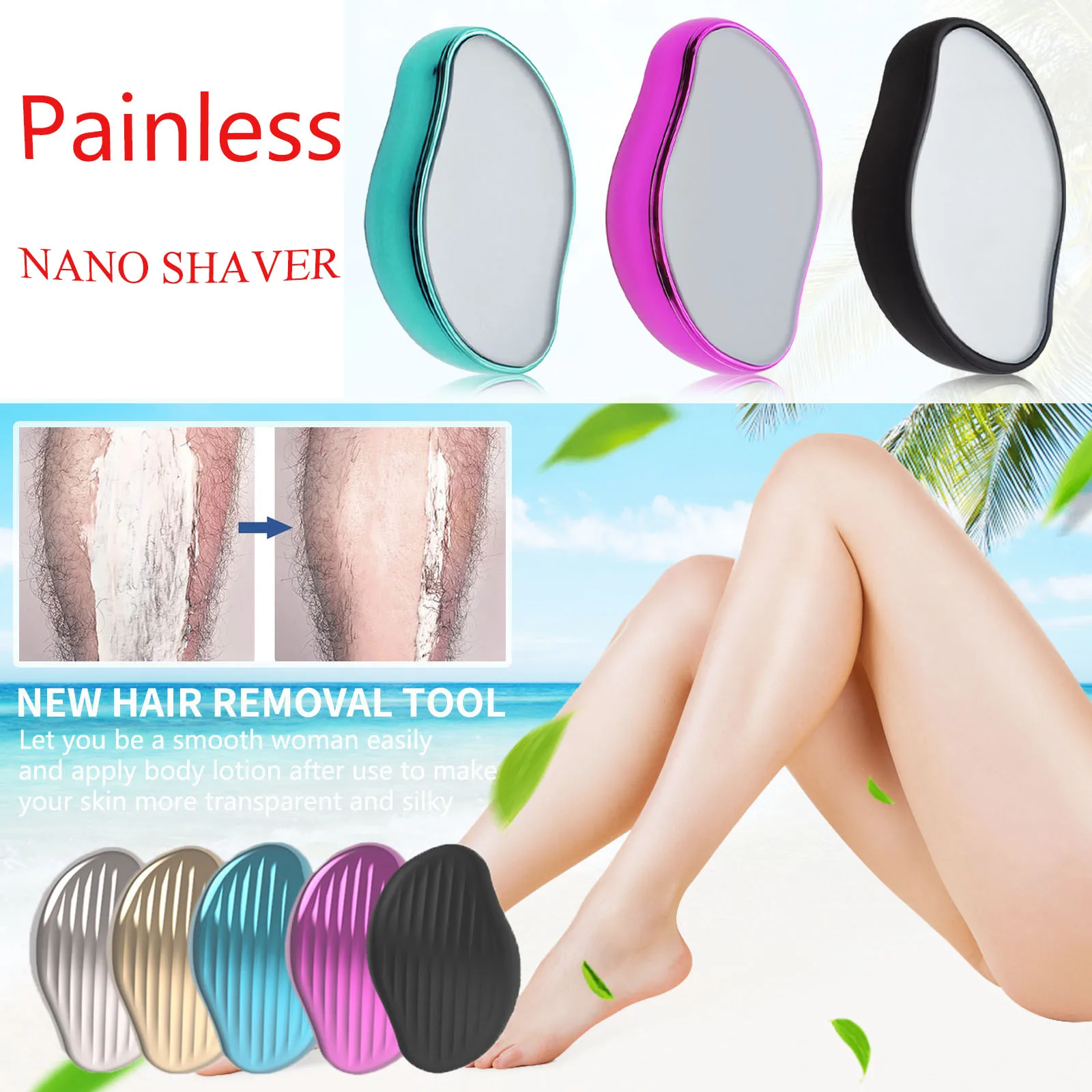 

Лето 2022, безболезненный безопасный эпилятор для физического удаления волос с кристаллами, Легкая очистка, многоразовый Инструмент Для Депи...