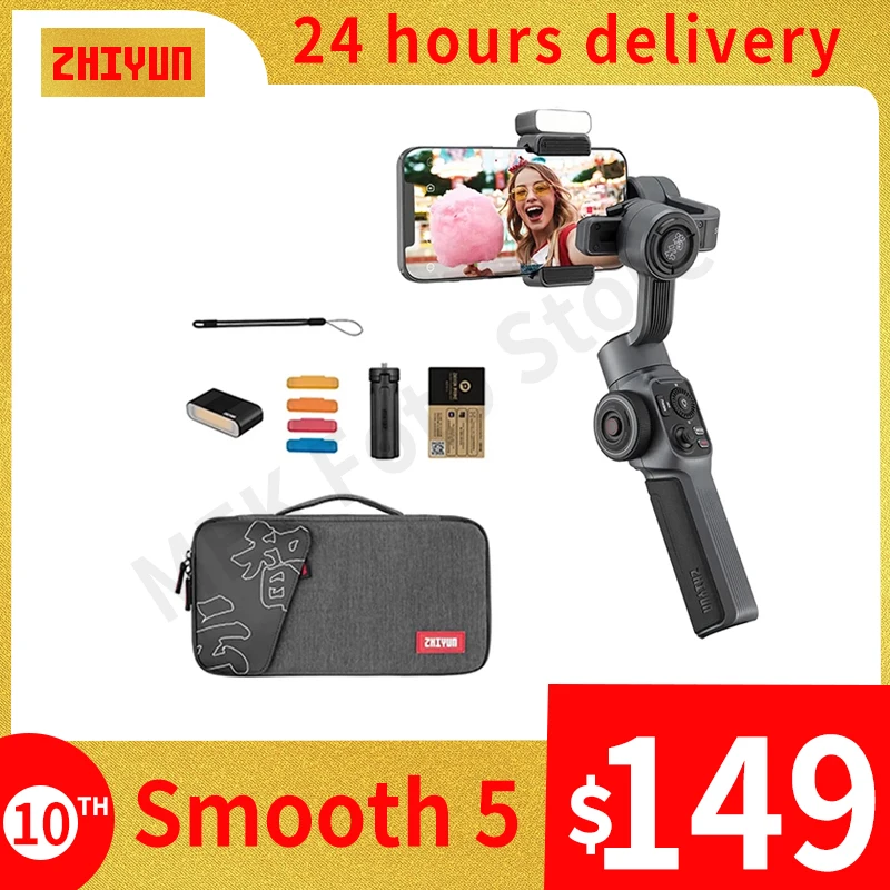 Ручной Стабилизатор ZHIYUN Smooth 5 3-осевой стабилизатор для смартфонов iPhone 13 Pro Max/Samsung