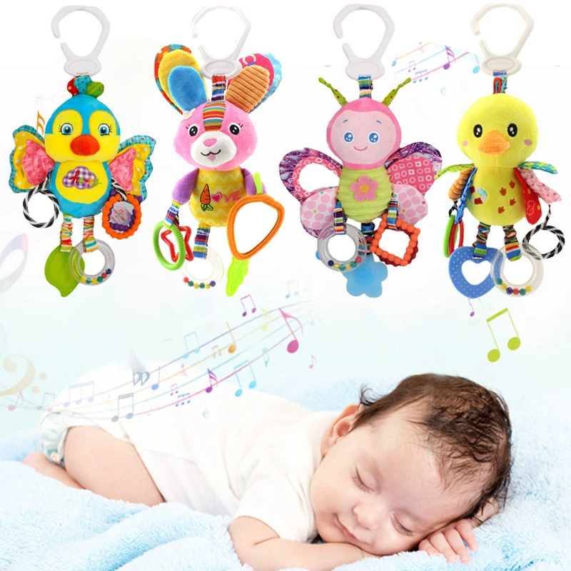 

Baby Rattles Toys Stroller Hanging Soft Toy Cute Animal Doll Baby Crib Bed Hanging Bells Toys for Baby 0-12 Months Rabbit Dog