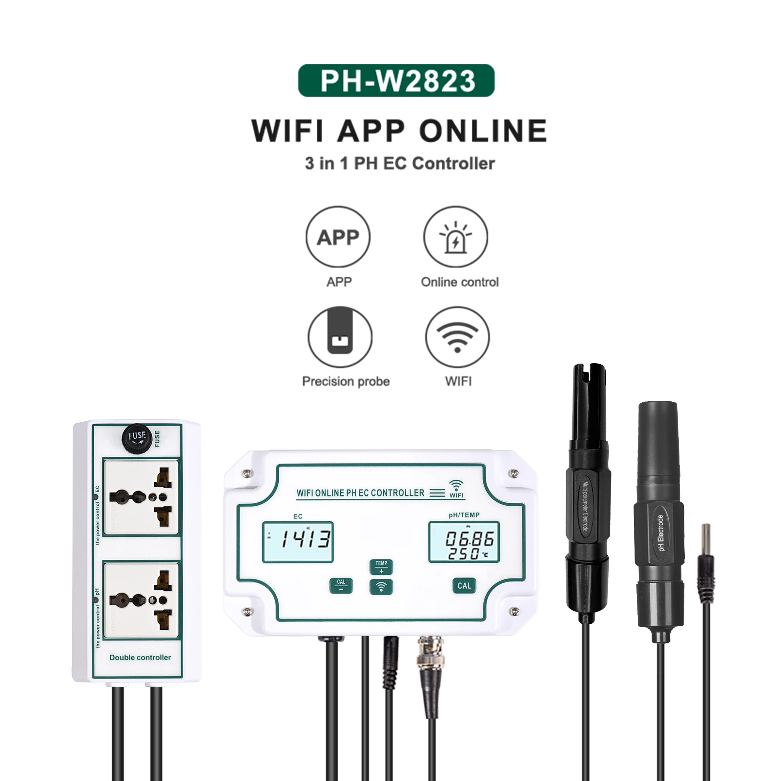 3 в 1 PH/EC/TEMP датчик качества воды беспроводной Wi-Fi онлайн pH EC контроллер