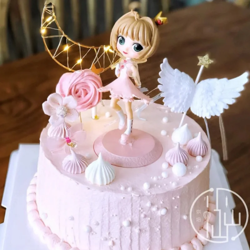 

Party Favors Pink Princess Romantic Cake Decorating Wedding Party Stars Wings Happy Birthday with Lights Streamers Love Gifts