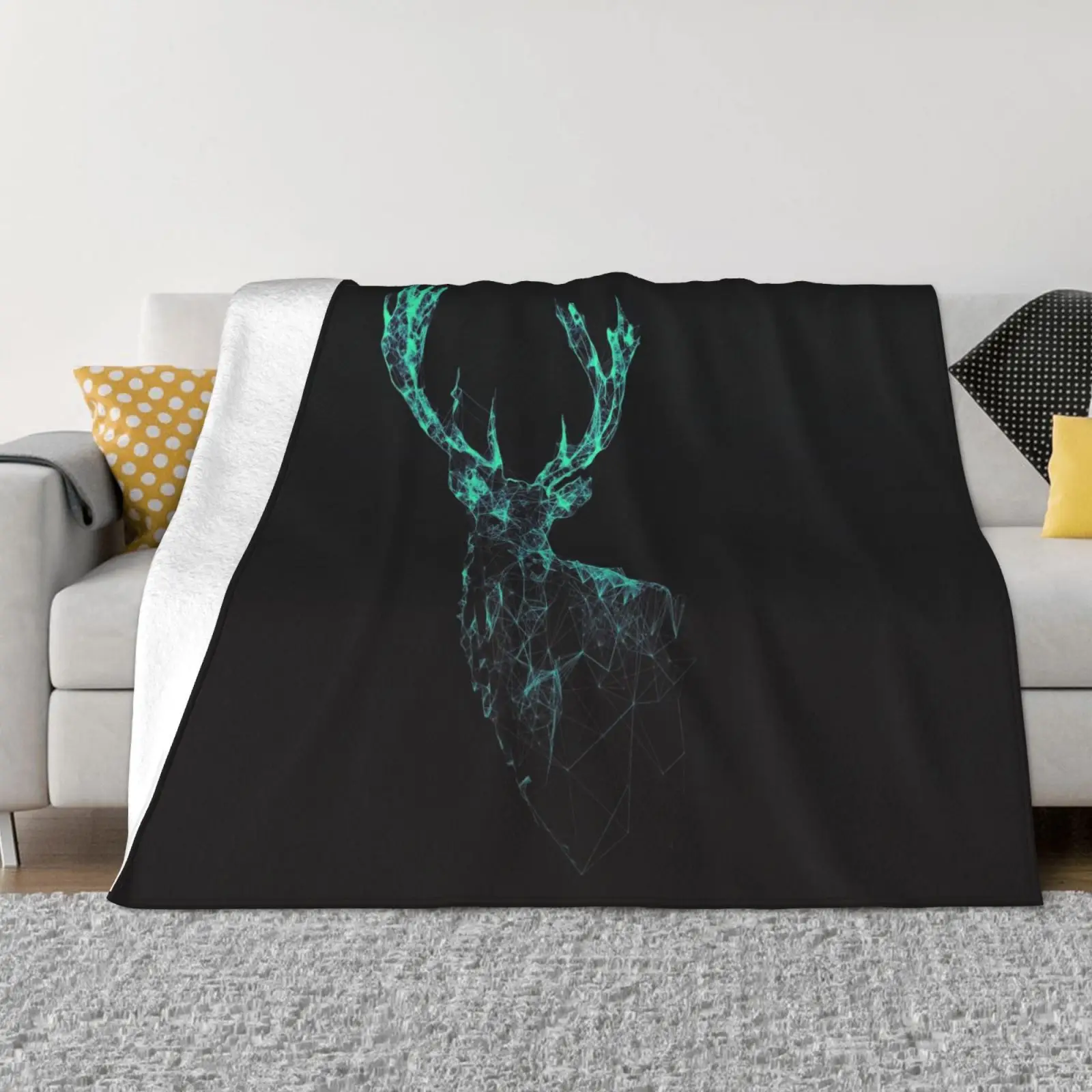 

Black Flannel Blanket for Beds Christmas Deer Lightweight for Adults Kids Women Man Fleece Cozy Portable Anti Pilling