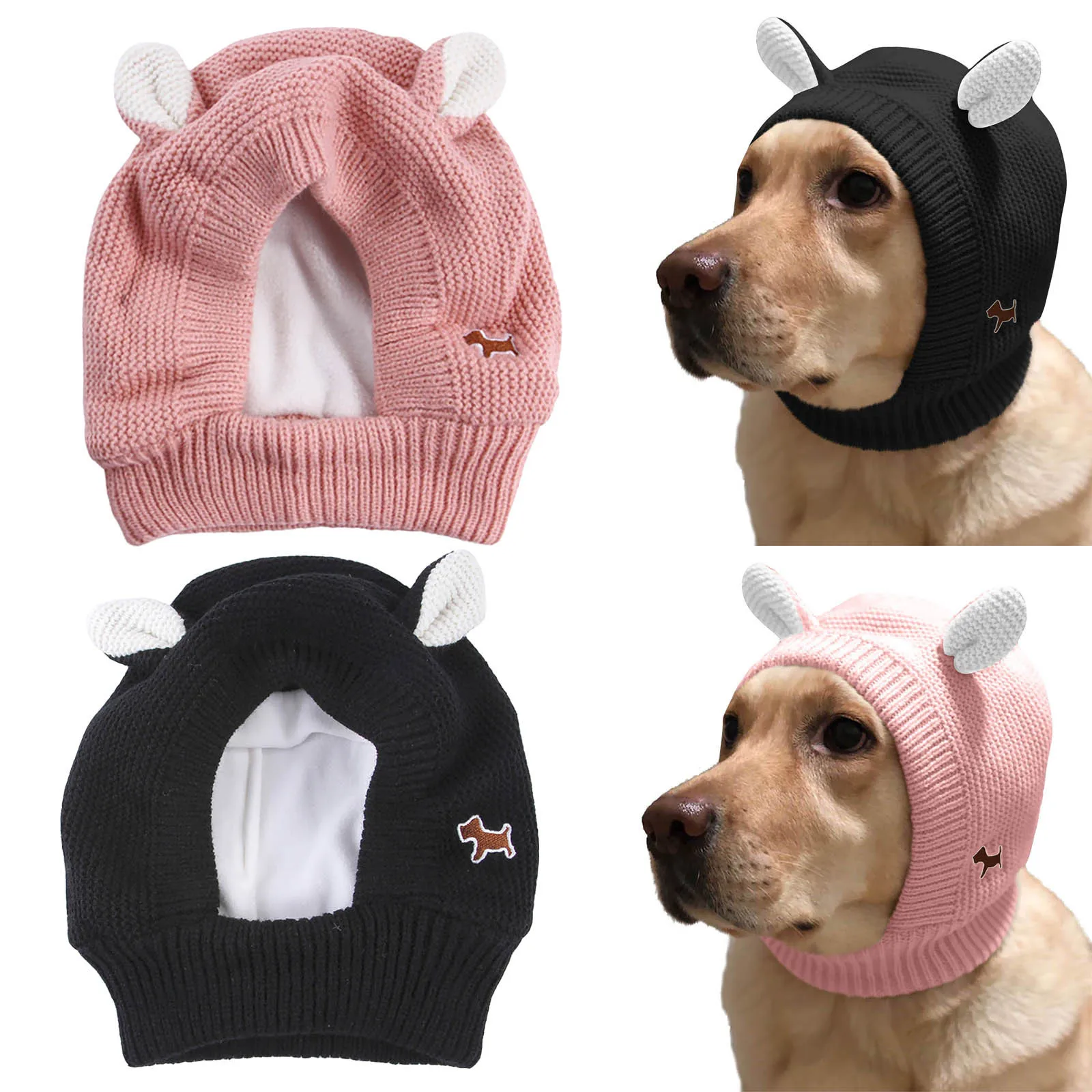 Вязаная шапка зимняя теплая для щенка модная с ушками кролика милых домашних