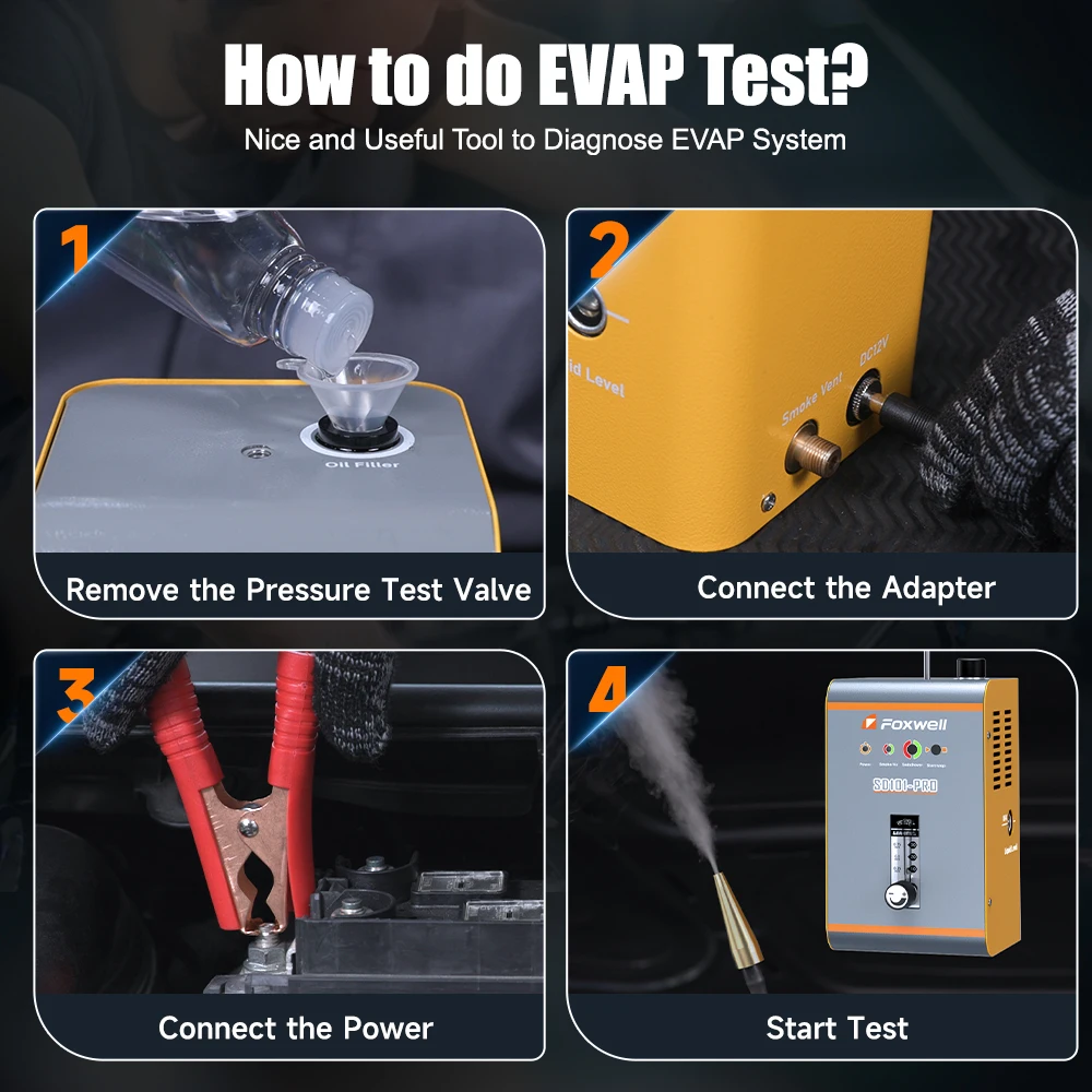 FOXWELL SD101 PRO Автомобильный детектор утечки дыма EVAP Локатор газа Генератор масляных