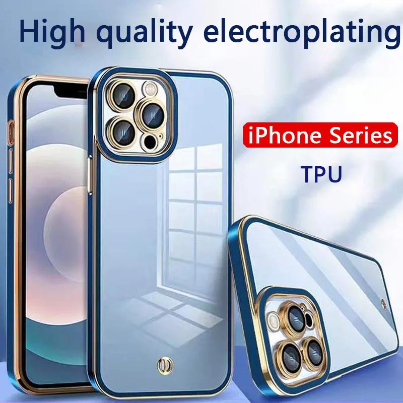 

Electroplate Transparent Soft Silicone Full Camera Protector Phone Case For iPhone 13 Pro Max 11 12 Xs Max Xr 7 8 Plus 6s Cover