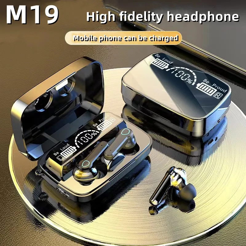 M19 TWS Earphone bluetooth Intelligente Touch Control Wireless Bluetooth-compatible Headphone Waterproof LED Display With Mic