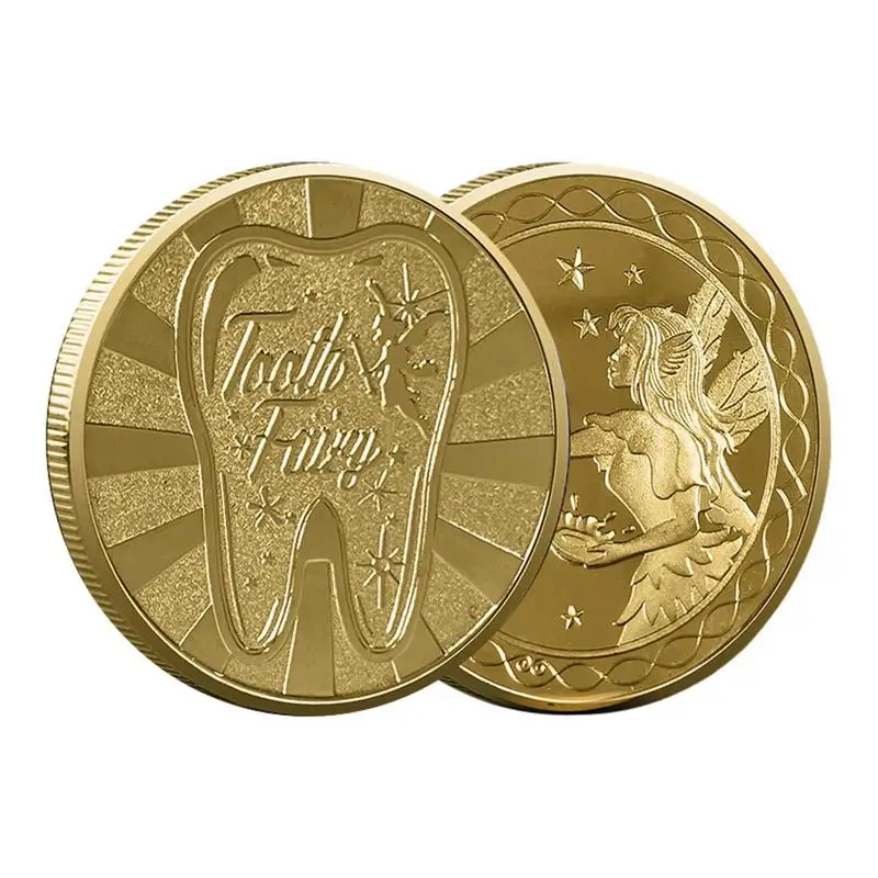 Tooth Fairy Gold Plated Commemorative Coin Creative Kids Tooth Change Gifts Physical Metal Coin Crypto Commemorative Coin moneda