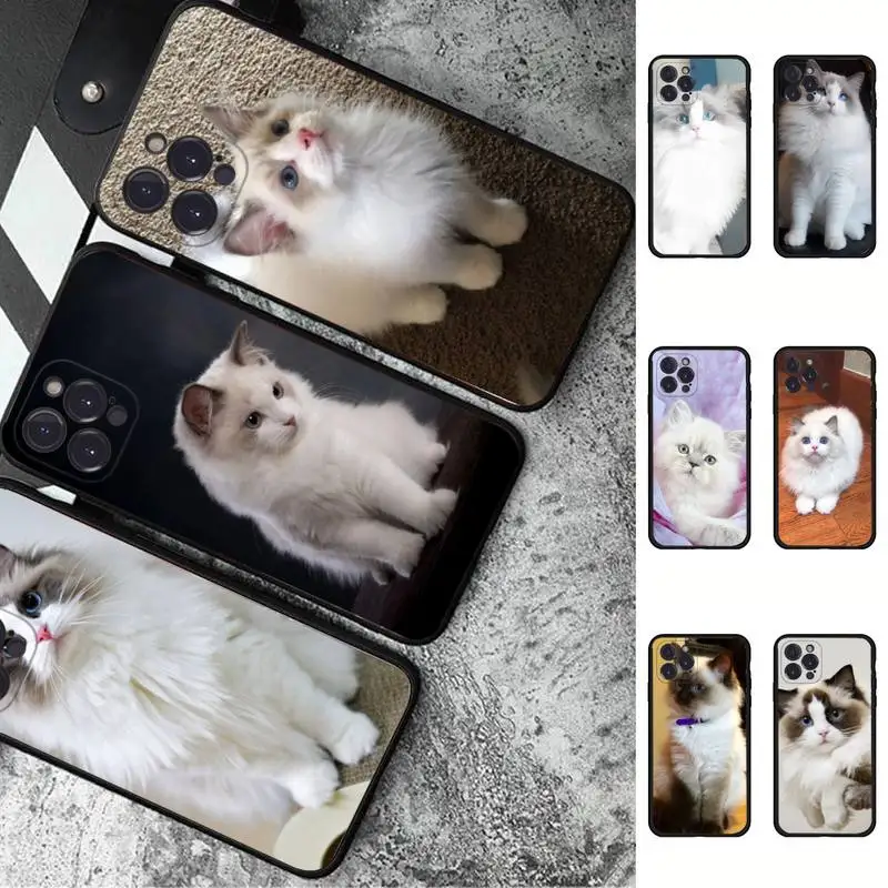 

MaiYaCa Cute doll cat Phone Case For iPhone 14 11 12 13 Mini Pro Max 8 7 6 6S Plus X SE 2020 XR XS Funda Case