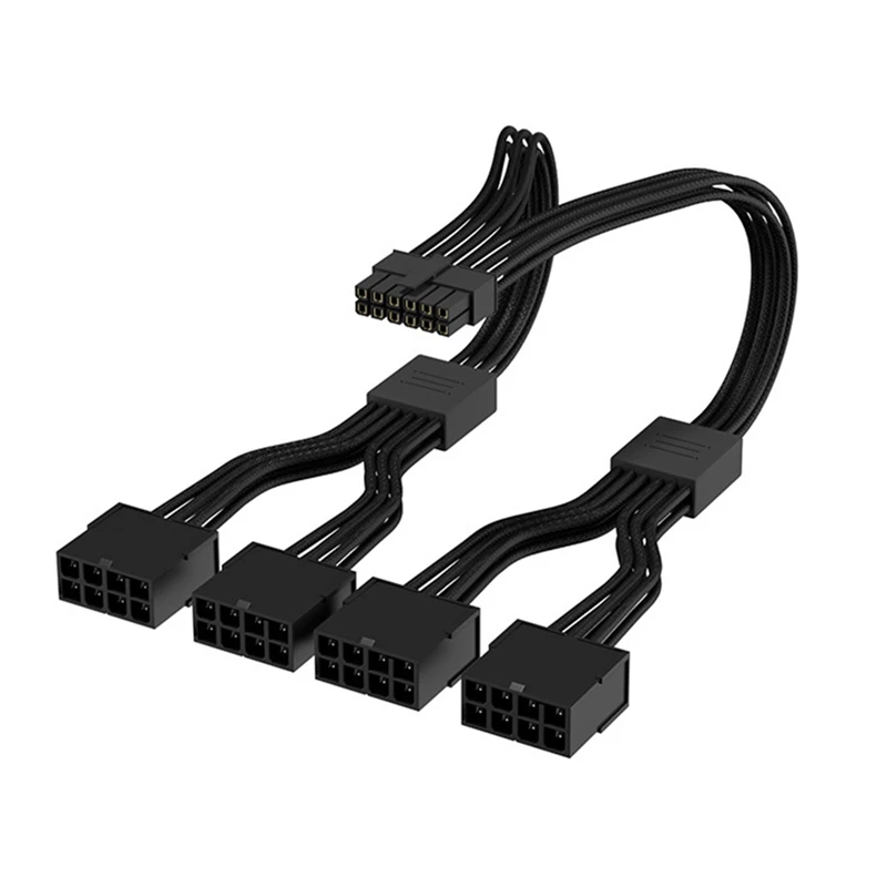 

RTX 4090 4080 4070TI 16Pin(12+4) To 4X8pin PCI-E 5.0 Sleeved Extension Cable,12Pin To 4X8pin Compatible 4090 4080 4070TI