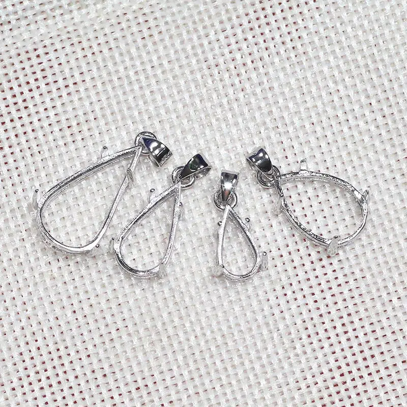 

Pendant empty care female S925 sterling silver drop shape simple not inlaid popular jewelry DIY necklace accessories
