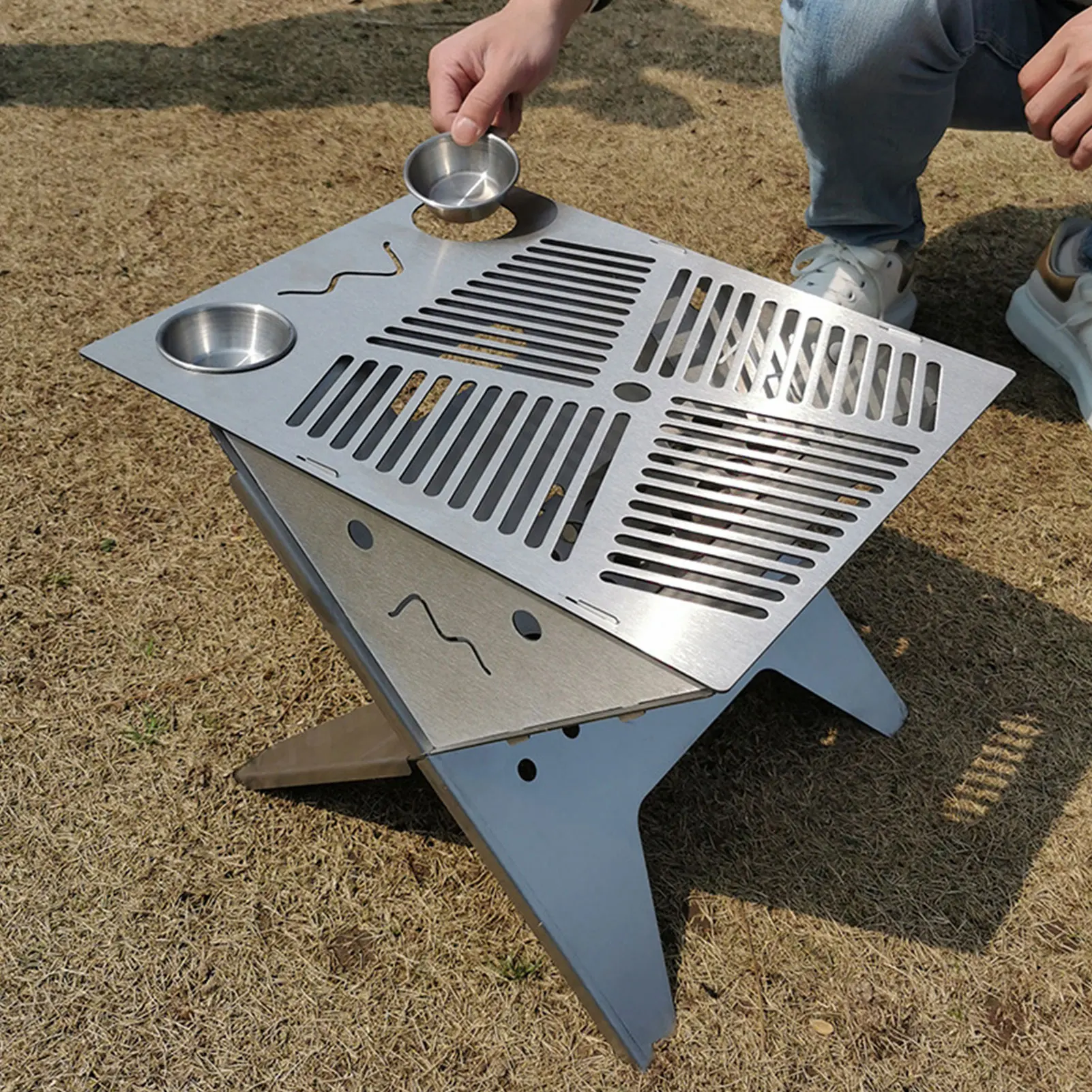

BBQ Charcoal Grill Portable BBQ Charcoal Grill For Camping Stainless Steel Tabletop Hibachi Grills For Outside Camping Hiking