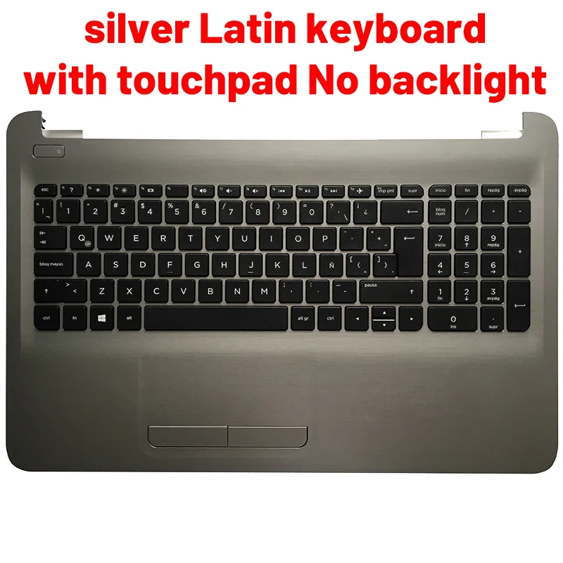 Русско-американско-британо-испано-латино-немецко-итальянская клавиатура для ноутбука HP 15-AC 15-AY 15-AF 15-BA TPN-C125 TPN-C126 с верхней подставкой для ладоней.