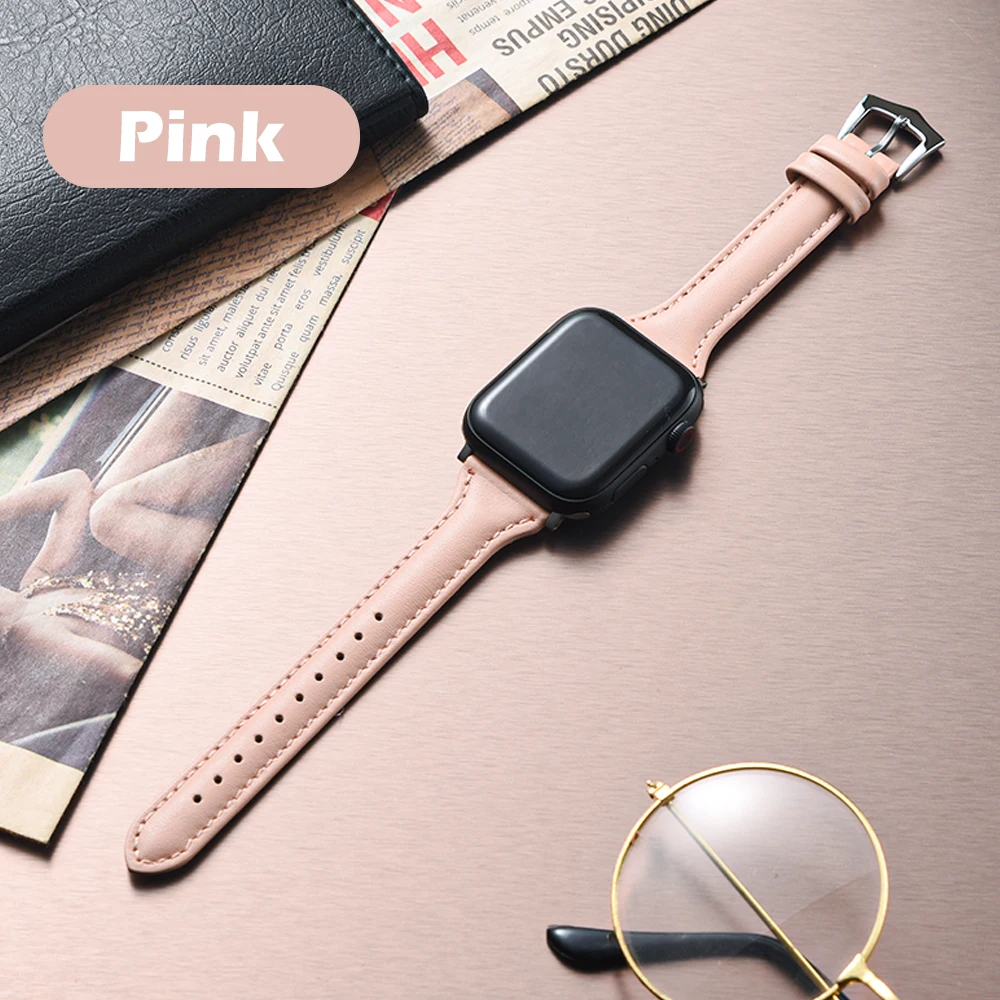 

Ремешок кожаный для Apple Watch Series 7, браслет для iWatch 6 Se 5 4 3 38 мм 40 мм 44 мм 42 мм, аксессуары для часов