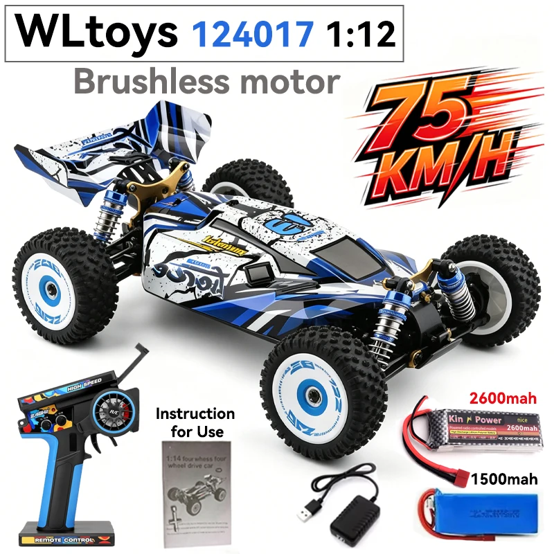 Фото WLtoys 124017 124007 Высокоскоростная радиоуправляемая машина 75 км/ч 2.4G RTR с бесщеточным двигателем, полноприводная, внедорожная, дрифт-модель, электрическая гоночная игрушка для детей и взрослых №3